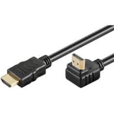 HDMI High Speed+Ethernet kabel, pozlačen 90° ukrivljen priključek 3 m