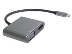 PremiumCord MST Adapter USB-C na HDMI + VGA, ločljivost 4K in FULL HD 1080p