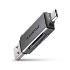 AXAGON CRE-DAC, USB-C + USB-A, 5 Gb/s - MINI bralnik kartic, 2 reži in lun SD/microSD, podpora UHS-I