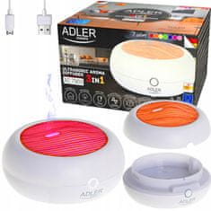 Adler 3v1 LED RGB difuzor vlažilec zraka in izparjevalnik eteričnih olj 70ml USB