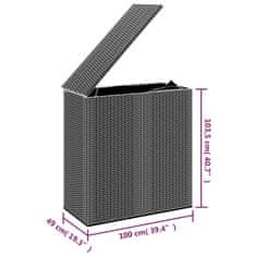 Vidaxl Vrtna škatla za blazine PE ratan 100x49x103,5 cm siva