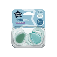 Tommee Tippee CTN Night Time, Silikonska nočna duda, 18-36m, 2 kosa