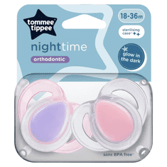 Tommee Tippee CTN Night Time, Silikonska nočna duda, 18-36m, 2 kosa