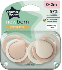 Tommee Tippee CTN Newborn, Silikonska duda za novorojenčke, 0-2m, 2kos