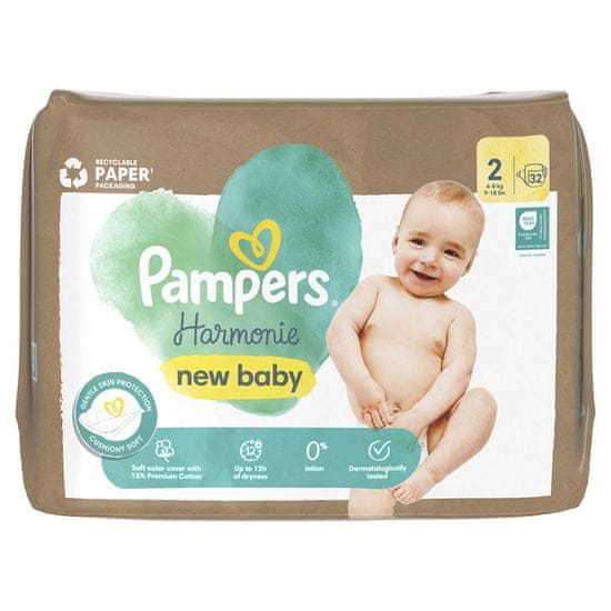 Pampers Harmonie plenice, velikost 2, 4–8 kg, 32 kosov