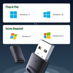 Noah Bluetooth 5.0 USB adapter za Windows 7-11 domet 20m črn