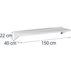 Noah Kuhinjska stenska polica iz jekla do 80 kg 150 x 40 cm