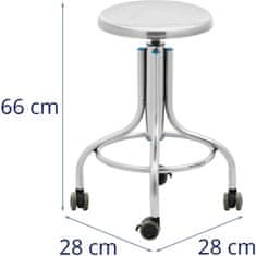 Noah Laboratorijski stolček iz nerjavečega jekla 45-60 cm do 100 kg