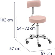 Noah Kozmetični stolček Hocker stol z naslonom na kolesih do 150 kg WELLS prašno roza