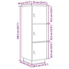 Vidaxl Visoka omarica 34x40x108,5 cm trdna borovina