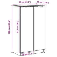 Vidaxl Omarica za čevlje artisian hrast 59x35x100,5 cm inženirski les