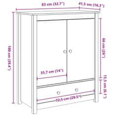 Vidaxl Visoka omarica medeno rjava 83x41,5x100 cm trdna borovina