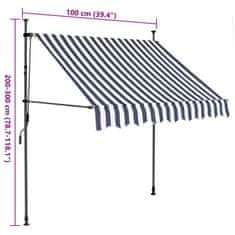 Vidaxl Ročno zložljiva tenda z LED lučkami 100 cm modra in bela