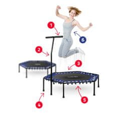 ACTIVESHOP Fitnes trampolin z ročajem 127 cm Neo-Sport - šesterokotni modri