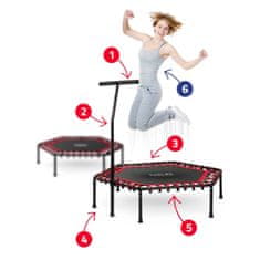 ACTIVESHOP Fitnes trampolin z ročajem 127 cm Neo-Sport - šesterokotni rdeči