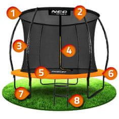 ACTIVESHOP Vrtni profilirani trampolin 8ft/252cm z notranjo mrežo Neo-Sport