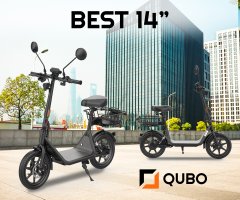 Qubo Best 14 električni skiro, 35,56 cm (14) gume, 500W motor, 504Wh baterija, vzmetenje, ogledala, košara