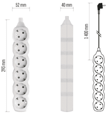 Emos P0422 podaljšek 1,4 m, 6 vtičnice, bel (P0621)