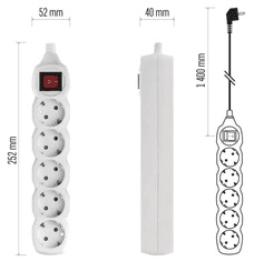 Emos P1521 podaljšek 1,4 m, 5 vtičnic, bel (P1521)