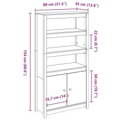 Vidaxl Visoka omarica siva 80x35x154 cm trdna borovina