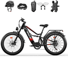 Tifgalop ES7 26" Fat Tire Electric Bike 750 W 52 V 19 Ah Range 40-90 HP, črna