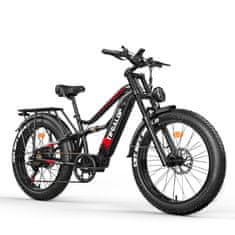 Tifgalop ES7 26" Fat Tire Electric Bike 750 W 52 V 19 Ah Range 40-90 HP, črna