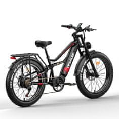 Tifgalop ES7 26" Fat Tire Electric Bike 750 W 52 V 19 Ah Range 40-90 HP, črna