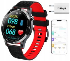 Miramarket SMARTWATCH ECG HEARTWATCH CONVERSATIONS IP68 SMS STEPS PULSE silikonski trak (črna/rdeča) + polnilec