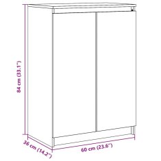 Vidaxl Komoda bela 60x36x84 cm trdna borovina