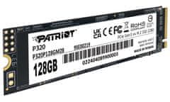 PATRIOT P320 128 GB SSD / Notranji / M.2 PCIe Gen3 x4 NVMe 1.3 / 2280