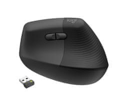 Logitech Lift For Business/Ergonomic/Optical/Right-handed/4,000 DPI/USB+BT/Graphite