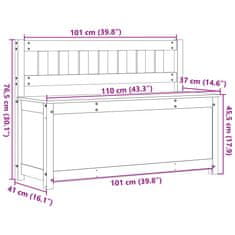 Vidaxl Klop bela 110x41x76,5 cm trdna borovina