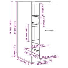 Vidaxl Lekarniška omara artisan hrast 30x41x77,5 cm inženirski les