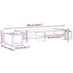 Vidaxl Stojalo za zaslon s predelki beton. siva 100x27x15 cm inž. les