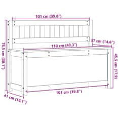 Vidaxl Klop 110x41x76,5 cm trdna borovina