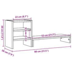 Vidaxl Stojalo za monitor z organizatorjem dimljeni hrast inž. les