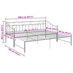 Vidaxl Izvlečni posteljni okvir siv iz kovine 90x200 cm