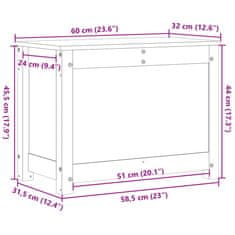 Vidaxl Škatla za shranjevanje siva 60x32x45,5 cm trdna borovina