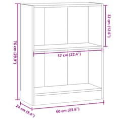 Vidaxl Knjižna omara starinski les 60x24x76 cm inženirski les