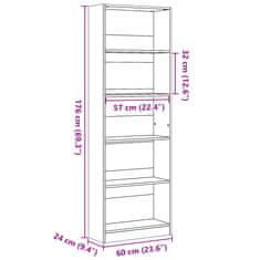 Vidaxl Knjižna omara rjavi hrast 60x24x176 cm inženirski les