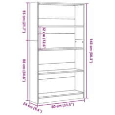 Vidaxl Knjižna omara sonoma hrast 80x24x143 cm inženirski les