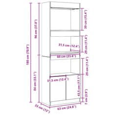 Vidaxl Visoka omara rjavi hrast 63x33x180 cm inženirski les