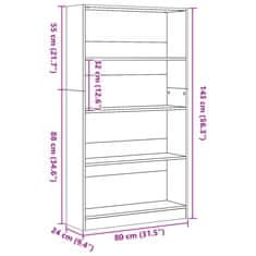 Vidaxl Knjižna omara siva sonoma 80x24x143 cm inženirski les