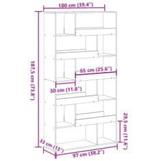 Vidaxl Pregrada za prostor črna 100x33x187,5 cm inženirski les