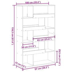 Vidaxl Pregrada za prostor črna 100x33x156,5 cm inženirski les