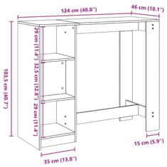 Vidaxl Barska miza s policami betonsko siva 124x46x103,5 cm inž. les