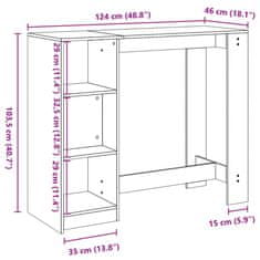 Vidaxl Barska miza s policami siva sonoma 124x46x103,5 cm inž. les