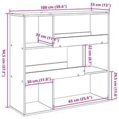 Vidaxl Knjižna omara/pregrada starinski les 100x33x94,5 cm