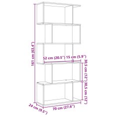 Vidaxl Pregrada s knjižno omaro 5-nadst. črna 70x24x161 cm inž. les