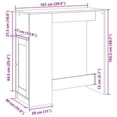 Vidaxl Barska miza s policami črna 101x40x103,5 cm inženirski les